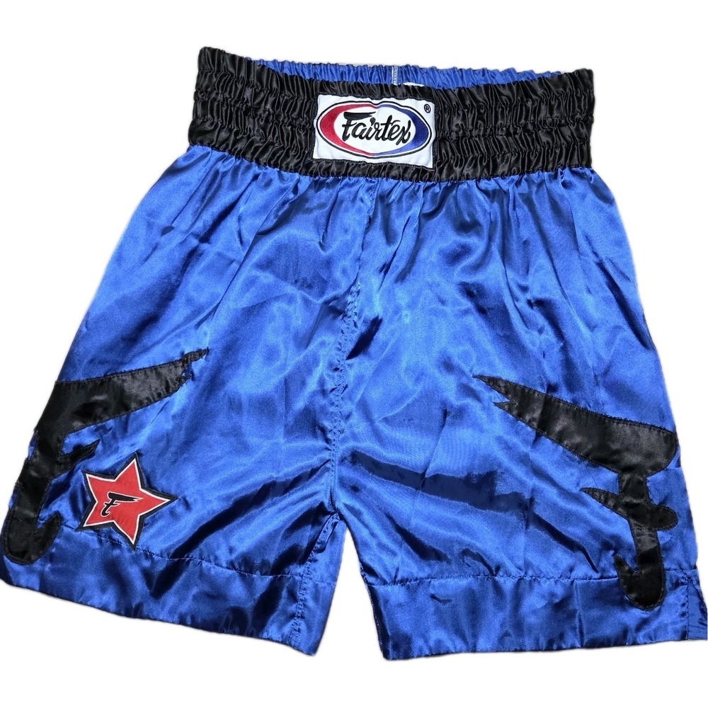 Fairtex Satin Muay Thai Shorts XXL Blue Black‎ Kickboxing MMA Fight Shorts